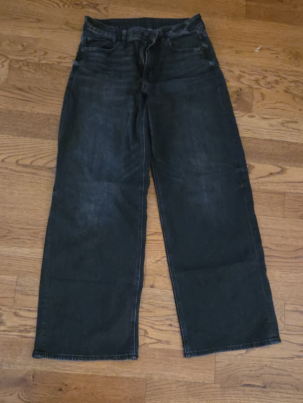 American Age Black Relaxed Wide-Leg Jeans